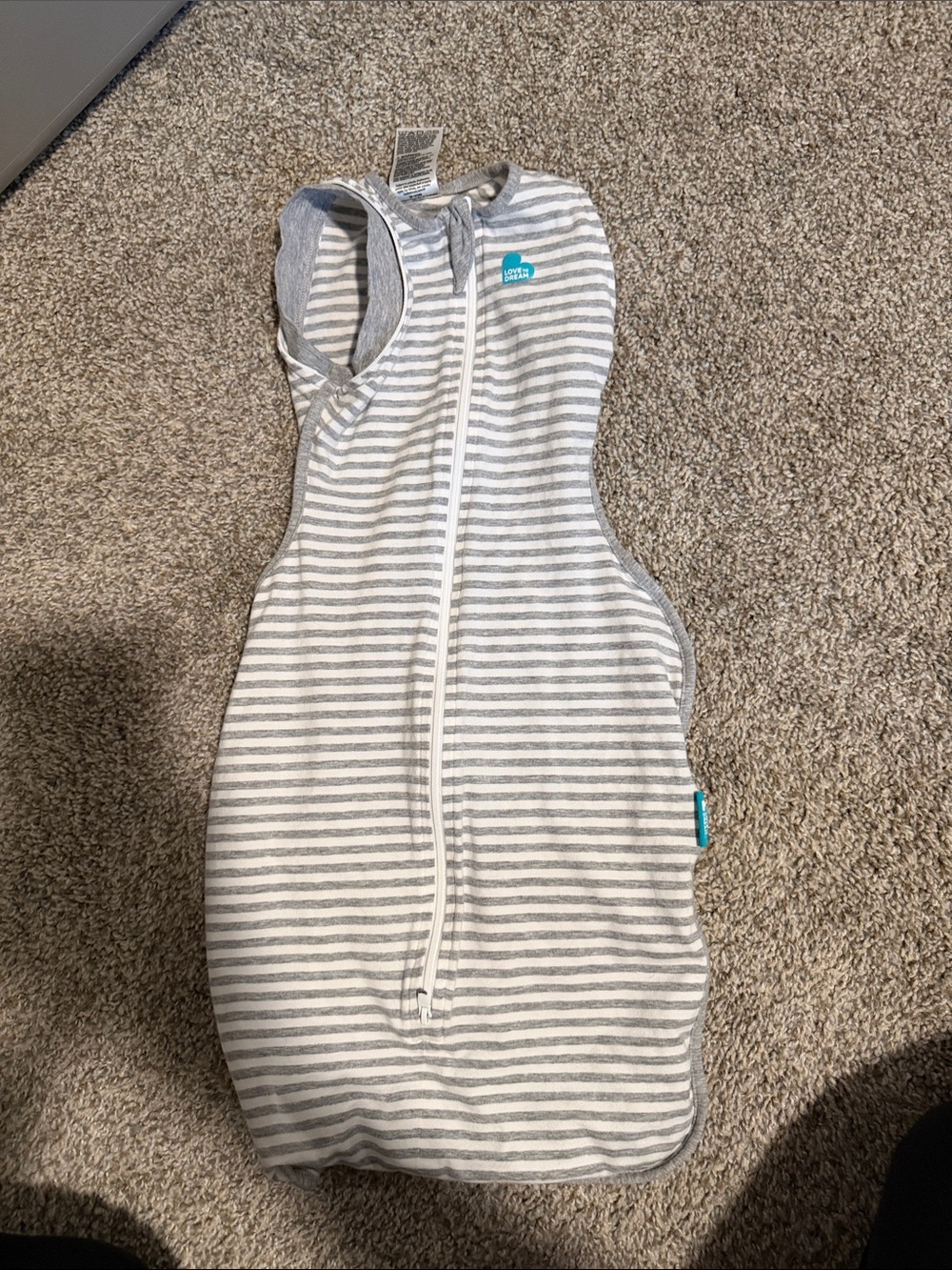 Love to dream Grey and White Stripe Sleep Swaddle - Kids Pajamas